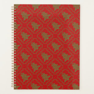 Cozy Christmas tree ugly sweater checkered pattern Planner