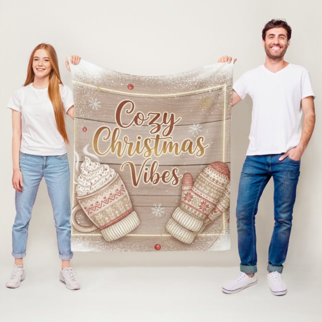 Cozy Christmas Vibes Decorative Pillow Fleece Blanket (In Situ)