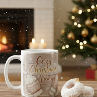 Cozy Christmas Vibes Mug | Rustic Winter Cabin Coc