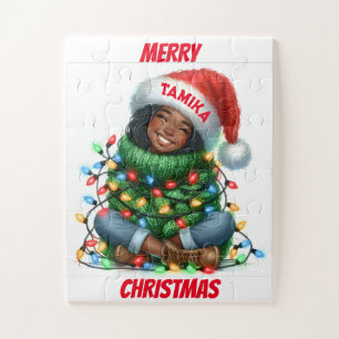 Cozy Christmas Vibes with Santa Hat Jigsaw Puzzle