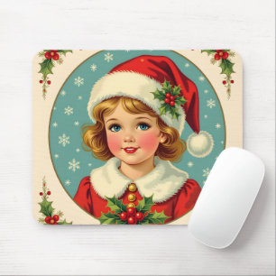 Cozy Christmas Victorian Cute Girl Mouse Pad