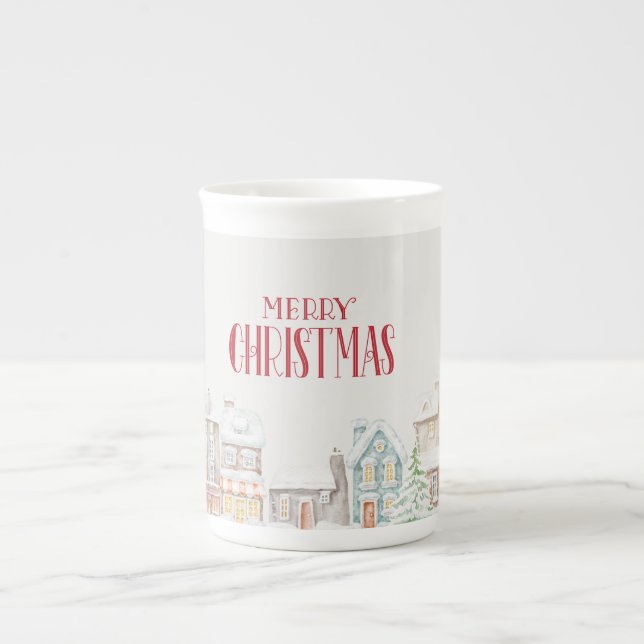 Cozy Christmas Winter Homes Bone China Mug (Front)