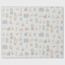 Cozy Christmas Winter Homes Wrapping Paper
