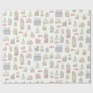Cozy Christmas Winter Homes Wrapping Paper