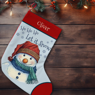 Cozy Christmas Wishes Snowman Let It Snow Small Christmas Stocking