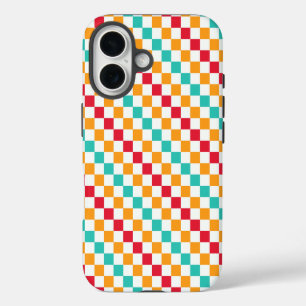 Cozy classroom diagonal checkerboard pattern iPhone 16 case
