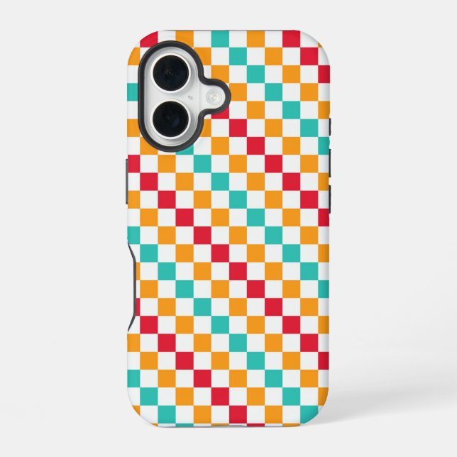 Cozy classroom diagonal checkerboard pattern iPhone 16 case (Back)