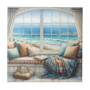 Cozy Coastal Window Seat Cottagecore Ceramic Tile