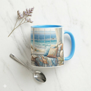 Cozy Coastal Window Seat Cottagecore Mug