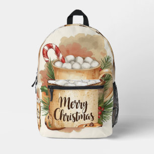 Cozy cocoa merry Christmas holly cookie festive Printed Backpack