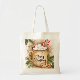 Cozy cocoa merry Christmas holly cookie festive  Tote Bag