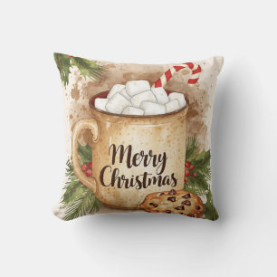 Cozy cocoa merry christmas holly cookie warm cushion