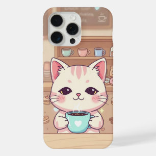 Cozy Coffee Cat - Starry Night iPhone 15 Pro Max Case