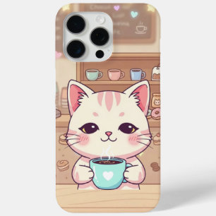 Cozy Coffee Cat - Starry Night iPhone 15 Pro Max Case