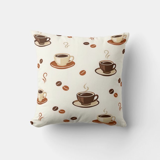 Cozy Coffee Cups Seamless Pattern Cushion (Front)