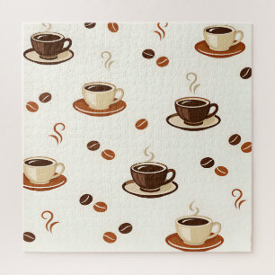 Cozy Coffee Cups Seamless Pattern Jigsaw Puzzle