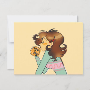 Cozy Coffee Girl Morning Illustration Postcard