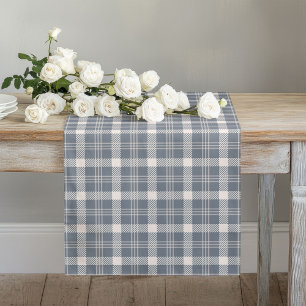 Cozy Coral and Grey Plaid Table Runner for Home