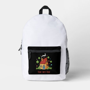 Cozy Cottage "Home Sweet Home" Cute Illustration Printed Backpack