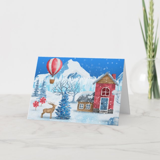Cozy Cottage In Winter Wonderland Card (Front)
