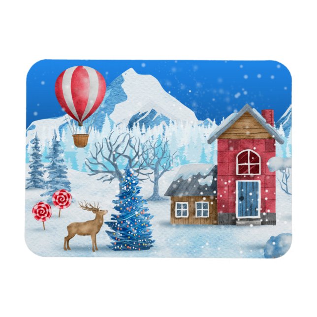 Cozy Cottage In Winter Wonderland Magnet (Horizontal)