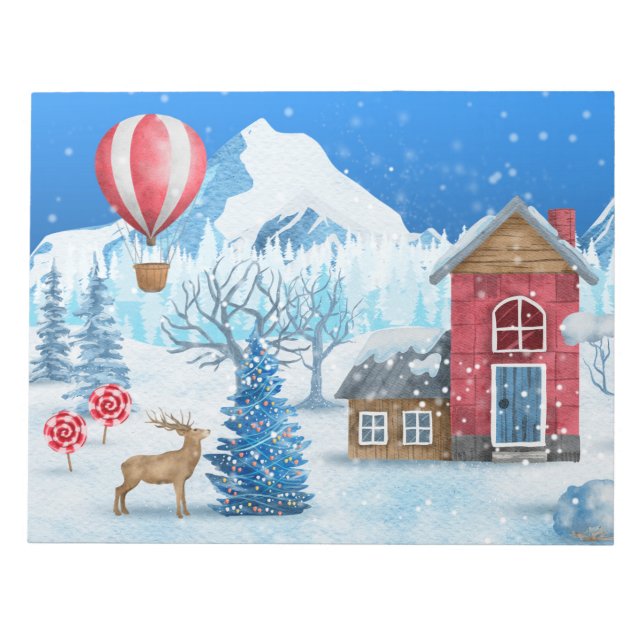 Cozy Cottage In Winter Wonderland Notepad (Front)