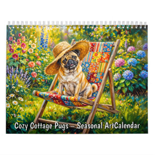 Cozy Cottage Pugs - Seasonal Art Calendar