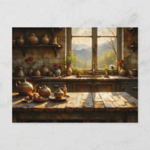 Cozy Country Kitchen at dawn Postcard