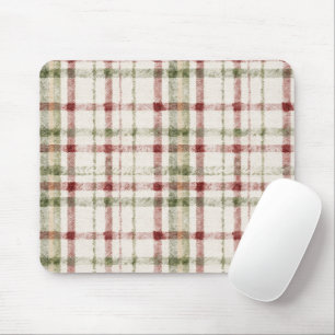 Cozy Cream Green Red Stripes Mouse Pad