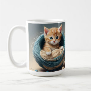 "Cozy Cuddles: The Kitten's Wooly Retreat" Coffee Mug
