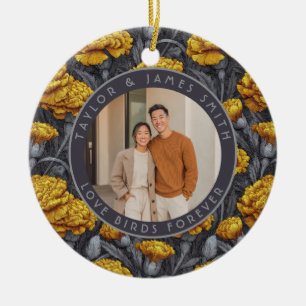 Cozy Custom Carnation Aesthetic Spring Wedding Ceramic Ornament