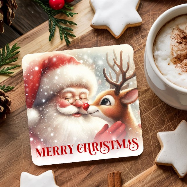 Cozy Cute Santa Rudolph Holiday Paper Coasters (Cozy Cute Santa Rudolph Holiday Paper Coasters)