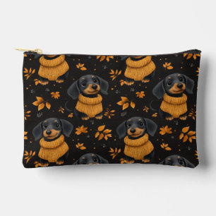 Cozy Dachshund Autumn Pattern - Dog Lovers Design Accessory Pouch