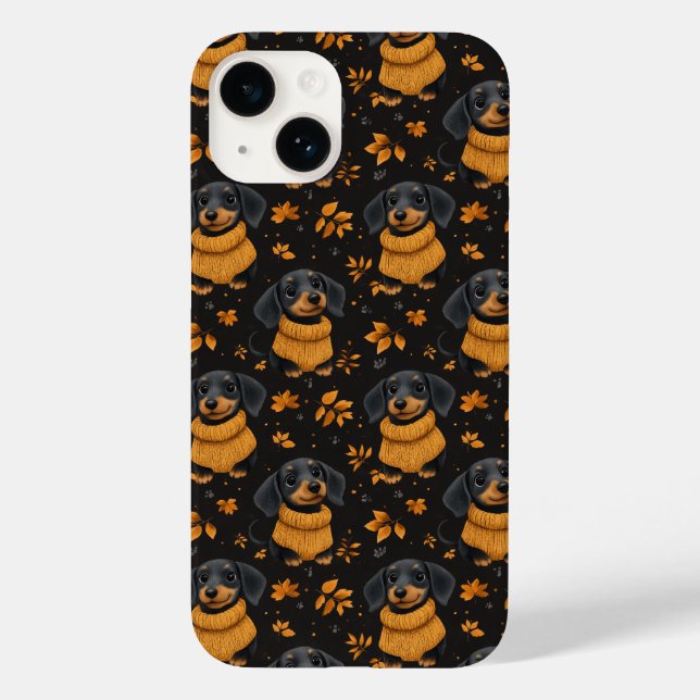 Cozy Dachshund Autumn Pattern - Dog Lovers Design Case-Mate iPhone Case (Back)