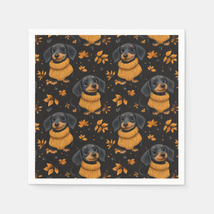 Cozy Dachshund Autumn Pattern - Dog Lovers Design Napkin