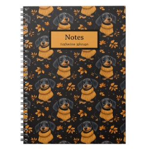 Cozy Dachshund Autumn Pattern - Dog Lovers Design Notebook