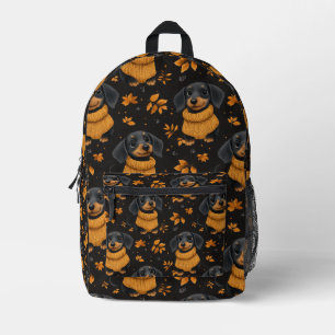 Cozy Dachshund Autumn Pattern - Dog Lovers Design Printed Backpack
