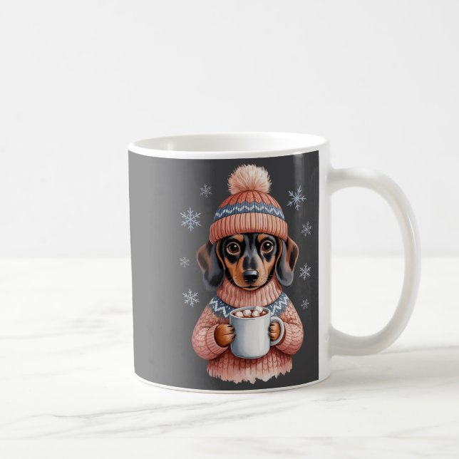 Cozy Dachshund Dog With Hot Cocoa Holiday Winter S Coffee Mug (Right)