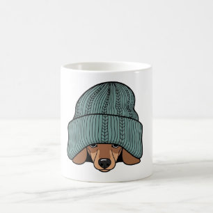 Cozy Dachshund in a Scarf and Beanie Coffee Mug