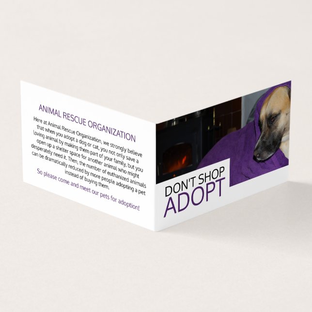 Cozy Dog, Pet Adoption Detailed Business Card (Outside)