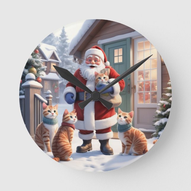 Cozy Doorstep Greeting Round Clock (Front)