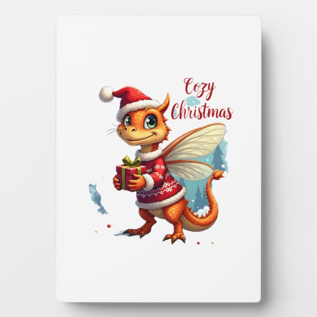 Cozy Dragonfly Christmas Plaque (Front)