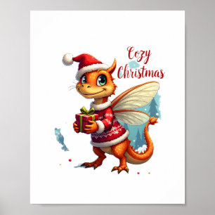 Cozy Dragonfly Christmas Poster