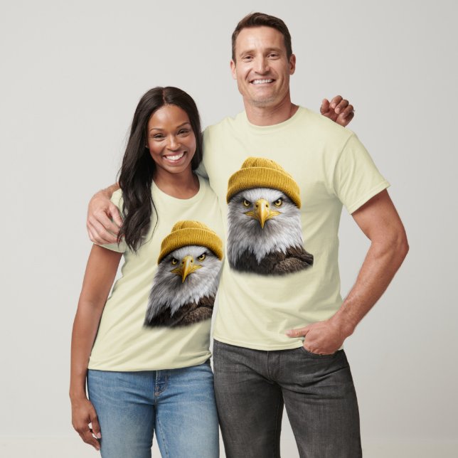 Cozy Eagle Beanie - Retro Bald Eagle Winter Design T-Shirt (Unisex)