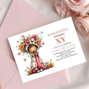 Cozy Fairy Girl Birthday Blush Pink invitation
