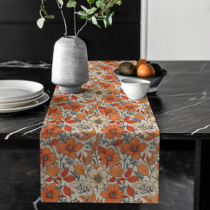 Cozy Fall Blooms Table Runner Festive Setting