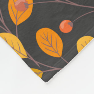 Cozy Fall Fleece Blanket with Autumn Leaves