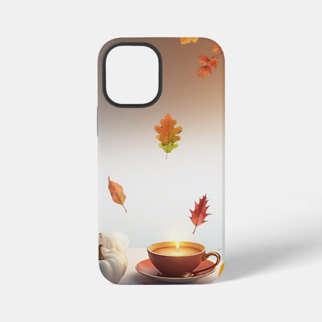 Cozy Fall Mood – Minimal Autumn Coffee Design iPhone Case (Back)