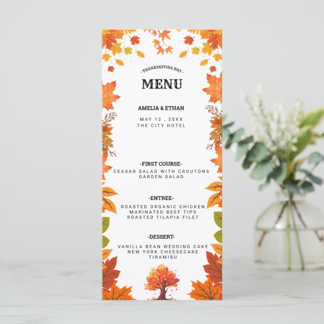 Cozy Fall Thanksgiving Dinner Party Menu (Standing Front)