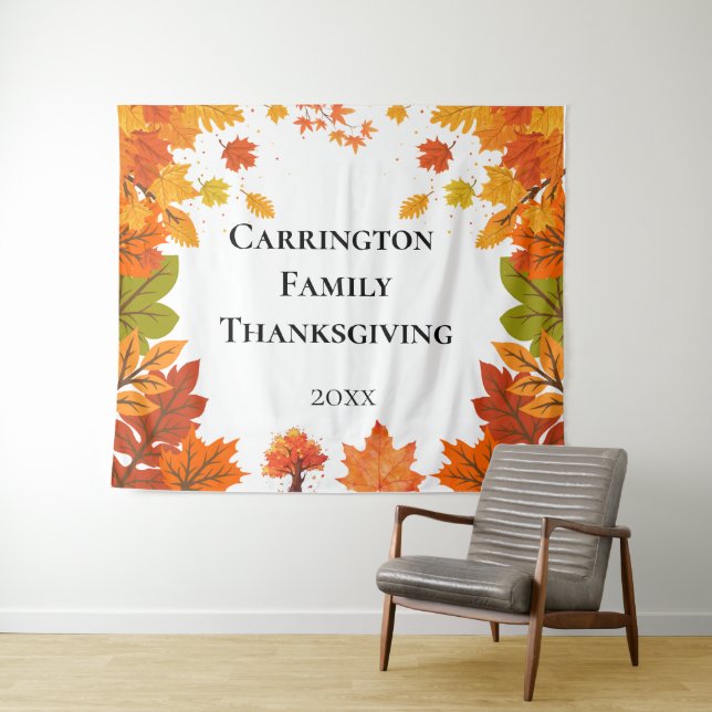 Cozy Fall Thanksgiving Dinner Party Tapestry (In Situ (Horizontal))
